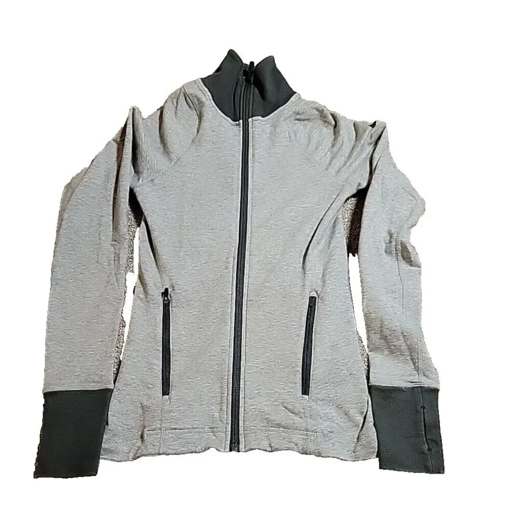 Nike Dri-Fit Jacket Sweatshirt XS Woman GRAY/GREEN  Full Zip Up Athletic‎ Pocket